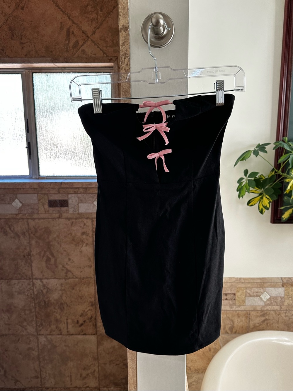 Motel Rocks Novara Black Mini Dress w Pink Bows Coquette Size XS